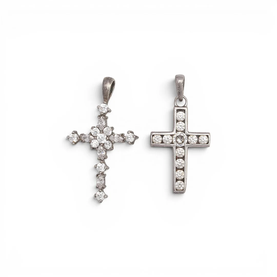 Two zircons pendant crosses. — Brooches & Pendants — Balclis