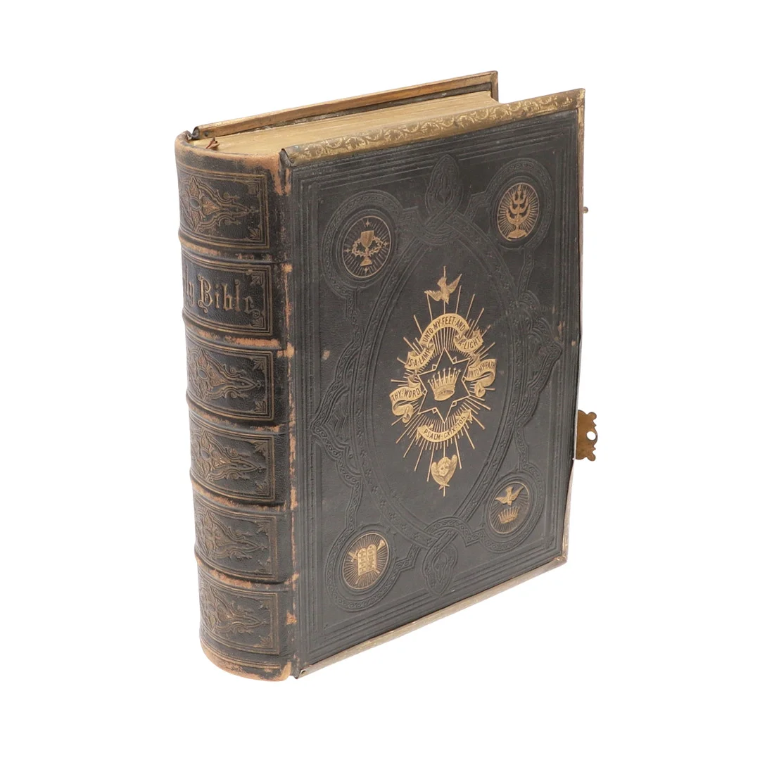 A LEATHER BOUND VICTORIAN FAMILY BIBLE. — Books — Lawrences Auctioneers