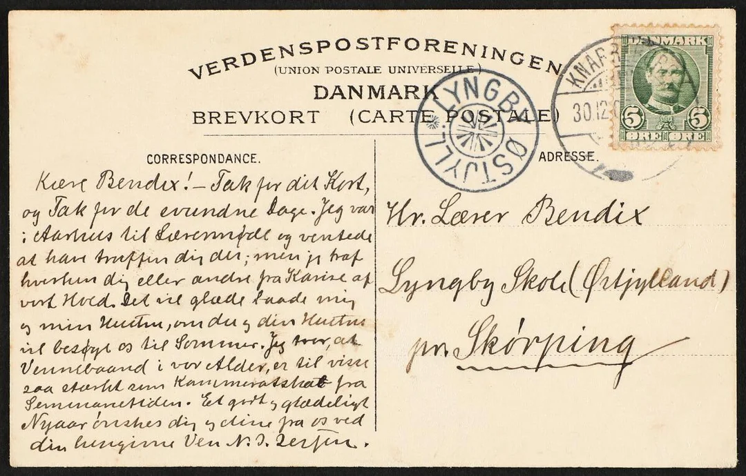 LYNGBY ØSTJYLL. Star-canc. on very fine postcard. — Stamps, Covers & Postal History/Denmark/Stempler — Bruun Rasmussen