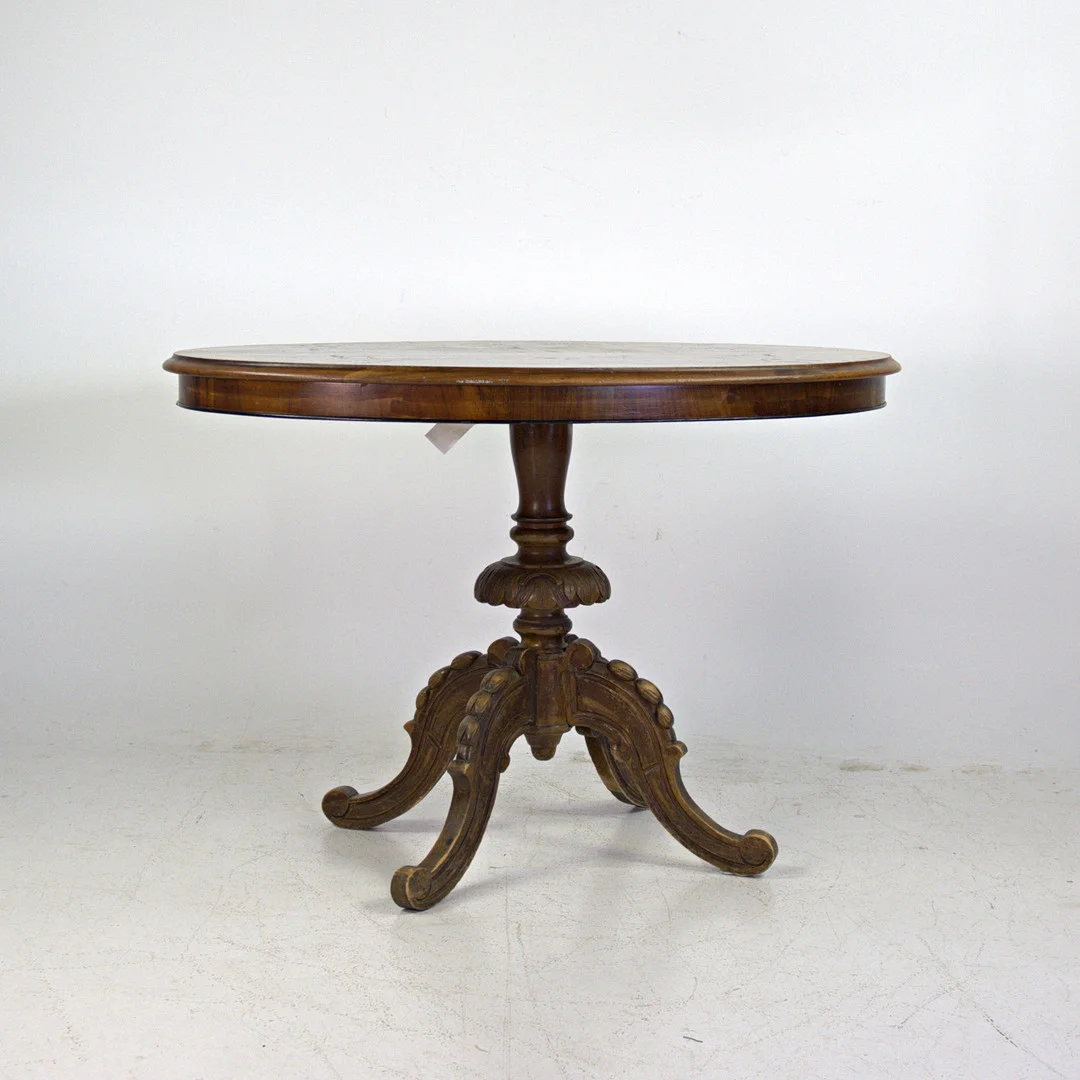 SALONGSBORD, nyrokoko, pelarfot av lövträ, skiva av rotfanér, 1800-tal. — Tables — Höganäs Auktionsverk