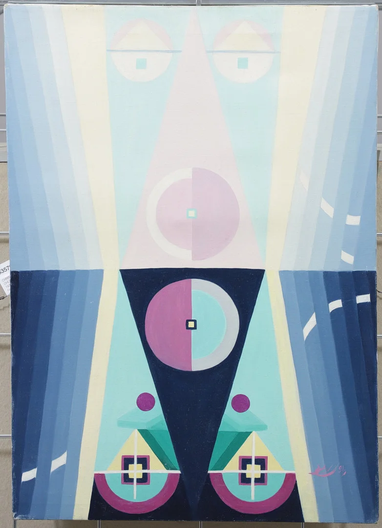 CHRISTIN OHLIN (1946-2025). "Bandets strålar", olja på duk, signerad och daterad 91. — Paintings — Växjö Auktionskammare