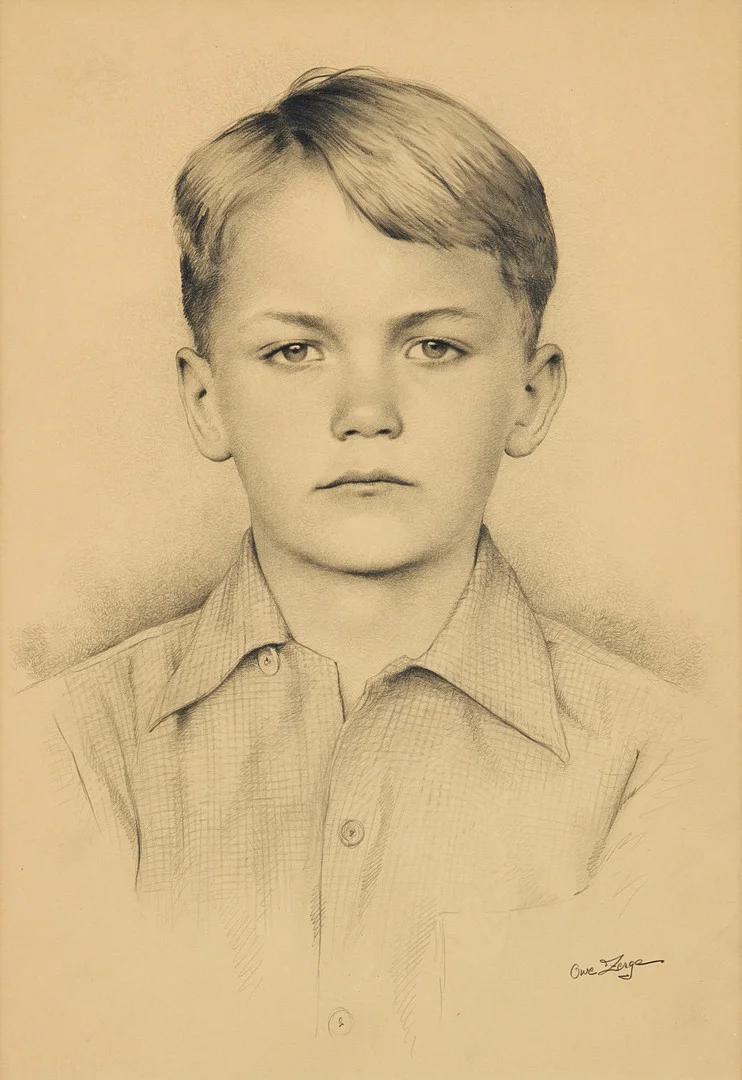 OWE ZERGE. Porträtt av pojke. — Drawings — Stockholms Auktionsverk Fine Art