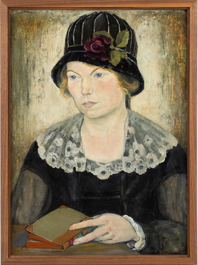 HUGO GEHLIN (1889-1953). Porträtt av konstnärens hustru. Oljemålning på duk. Signerad samt daterad 1918 (uppe till vänster). — Paintings — Stockholms Auktionsverk Helsingborg