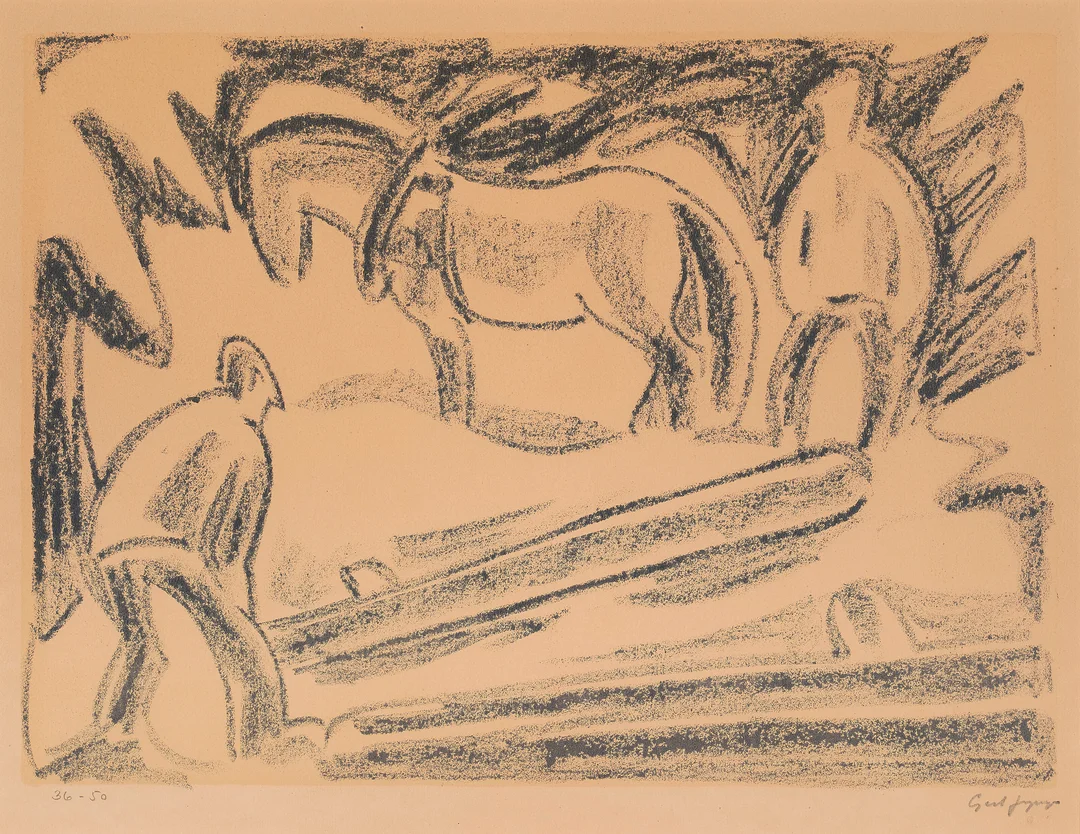 Jynge, Gert — Tømmerkjøring, 1934 — Kunst/Grafikk — Blomqvist