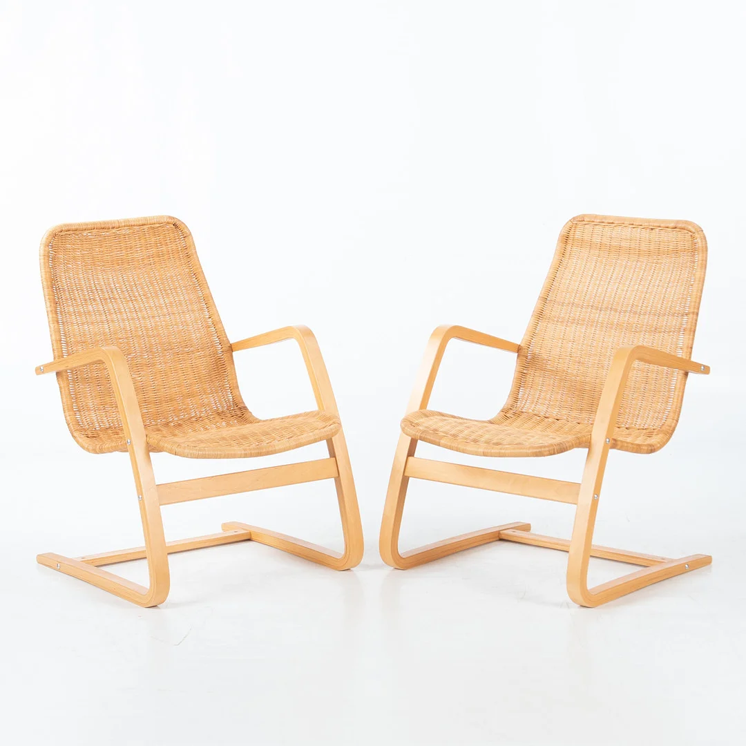 FÅTÖLJER. 2 st, “Öland”, IKEA, rotting, böjträ, 1990/2000-tal. — Armchairs & Chairs — Laholms Auktionskammare