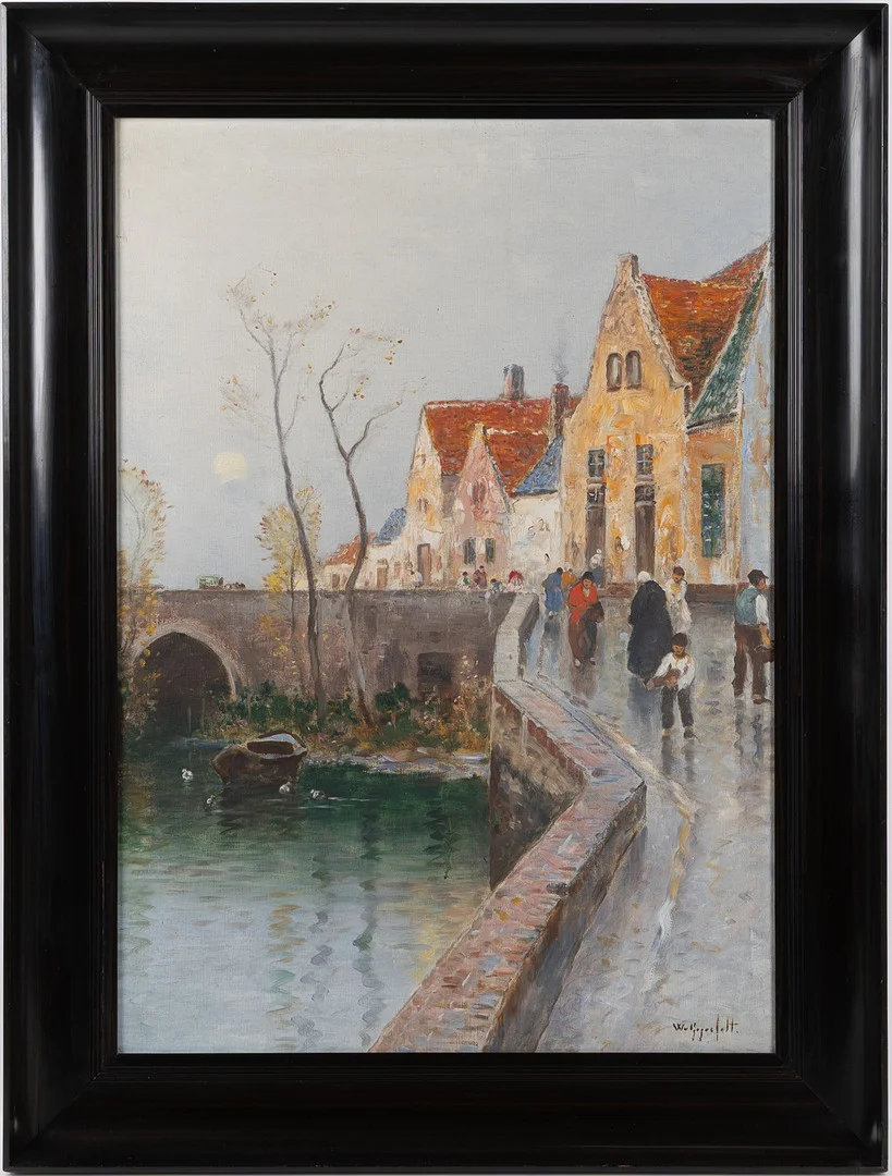 WILHELM VON GEGERFELT. Stadsmotiv med kanal, olja på duk. — Paintings — Stockholms Auktionsverk Helsingborg