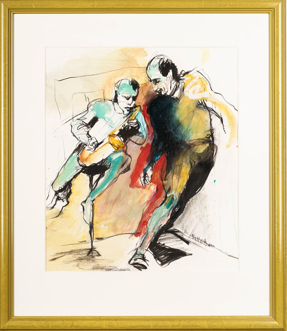 BILL OLSON. Blandteknik på papper, "Pianoimprovisationer", Signerad. — Paintings — Norrlands Auktionsverk