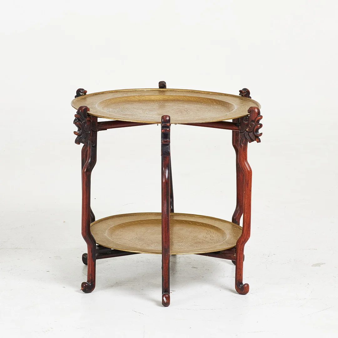 BRICKBORD, metall och trä, två våningar, ihopfällbart, Kina, 1900-talets senare hälft. — Tables — Stockholms Auktionsverk Sickla