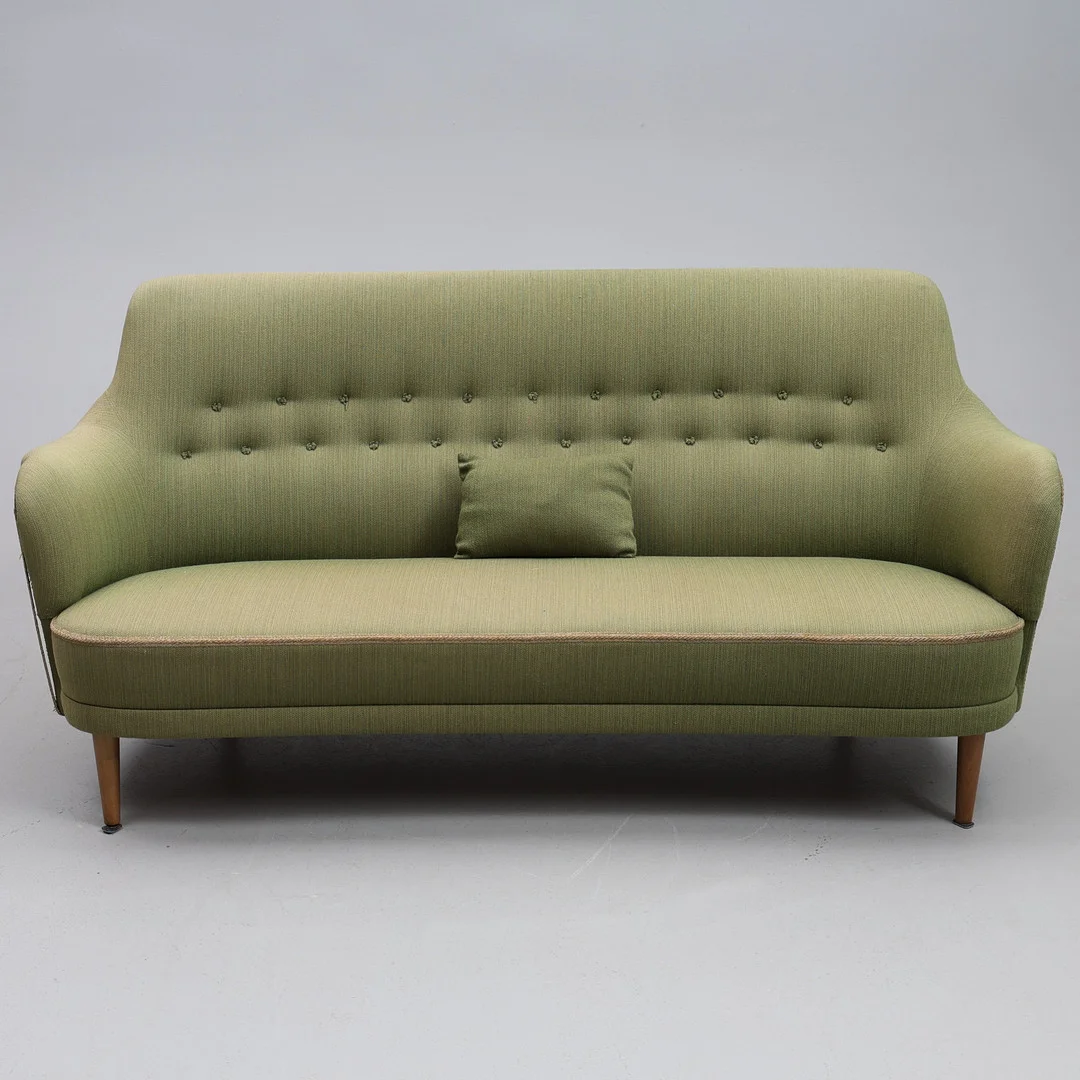 CARL MALMSTEN. Soffa, "Samsas", grön textilklädsel, O.H Sjögren, Tranås. — Sofas & Seatings — Gomér & Andersson Jönköping