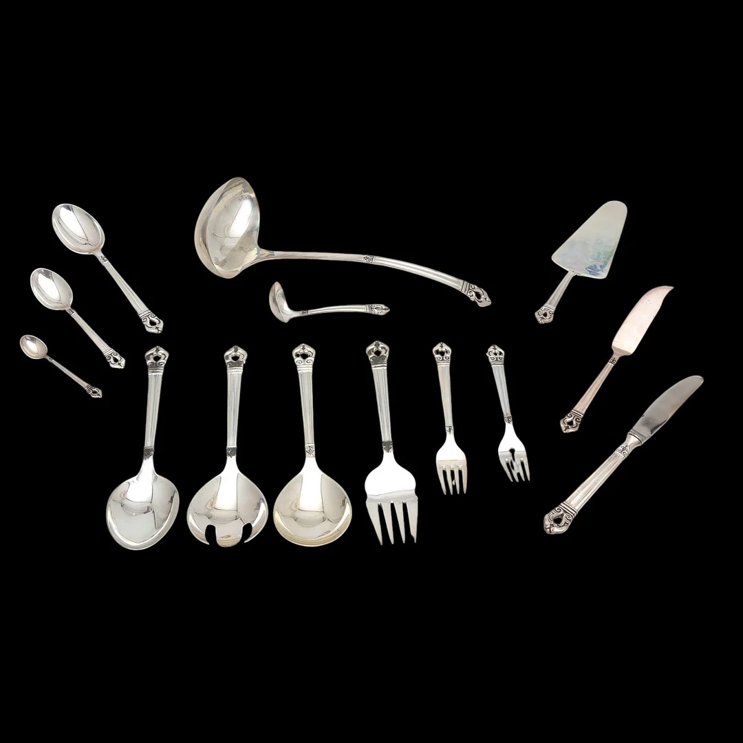 Mexican 12-piece silver cutlery set in Jensen style, mid 20th Century. — Silver — Balclis