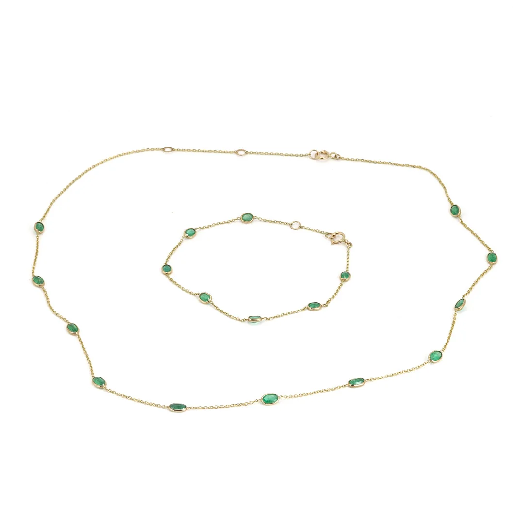14CT GOLD EMERALD JEWELLERY SET. — Necklace — Chalkwell Auctions