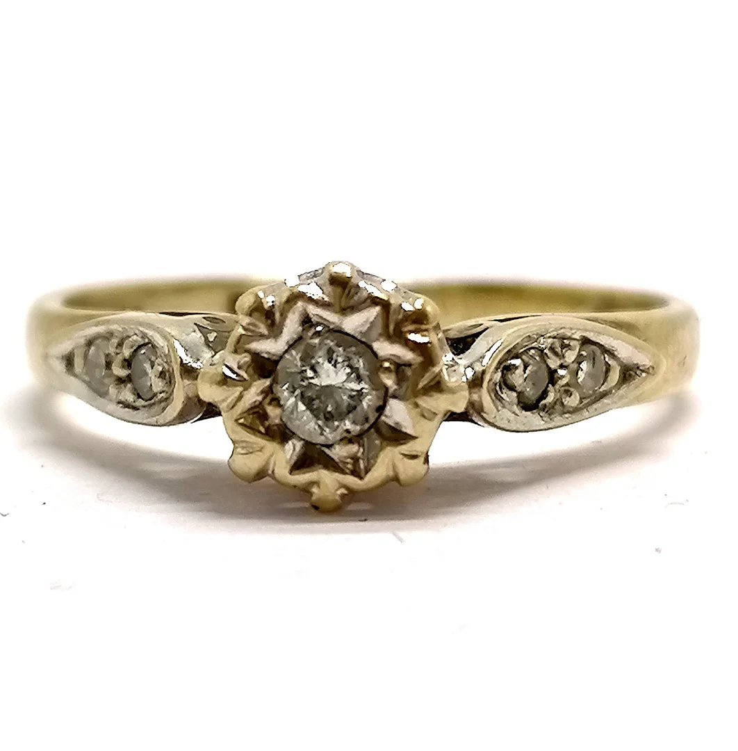9CT GOLD DIAMOND SOLITAIRE RING. — Rings — Acreman St Auctioneers & Valuers