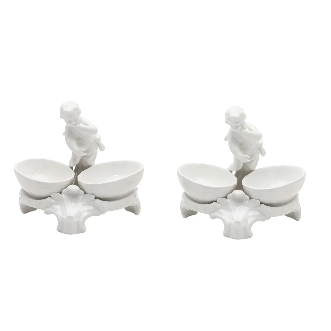 Pair of glazed porcelain salt cellars by KPM, early decades of the 20th Century. — European — Balclis