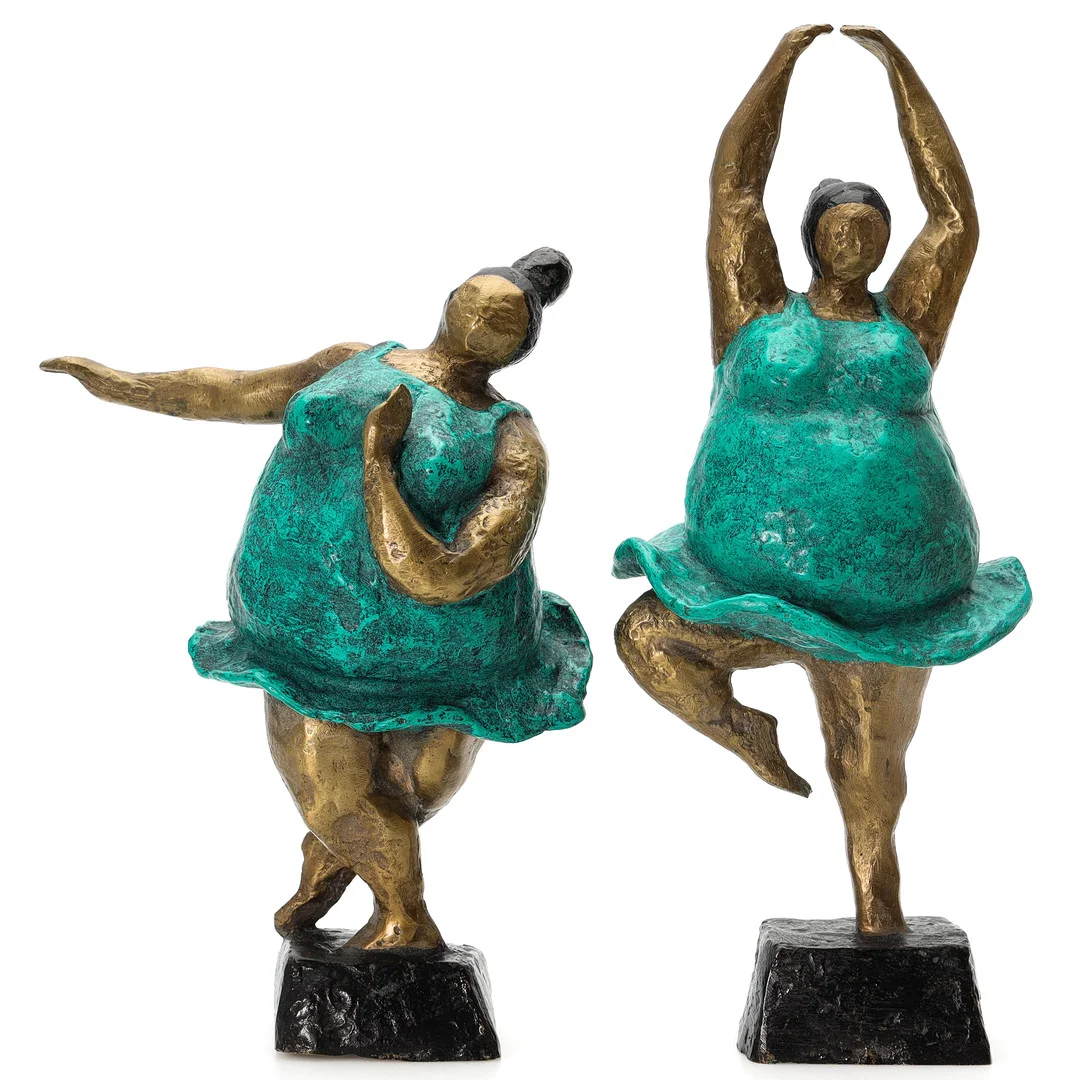 SKULPTURER, 2 st, bemålad metall, ballerinor. — Sculptures & Bronzes — Auktionsmagasinet Vänersborg
