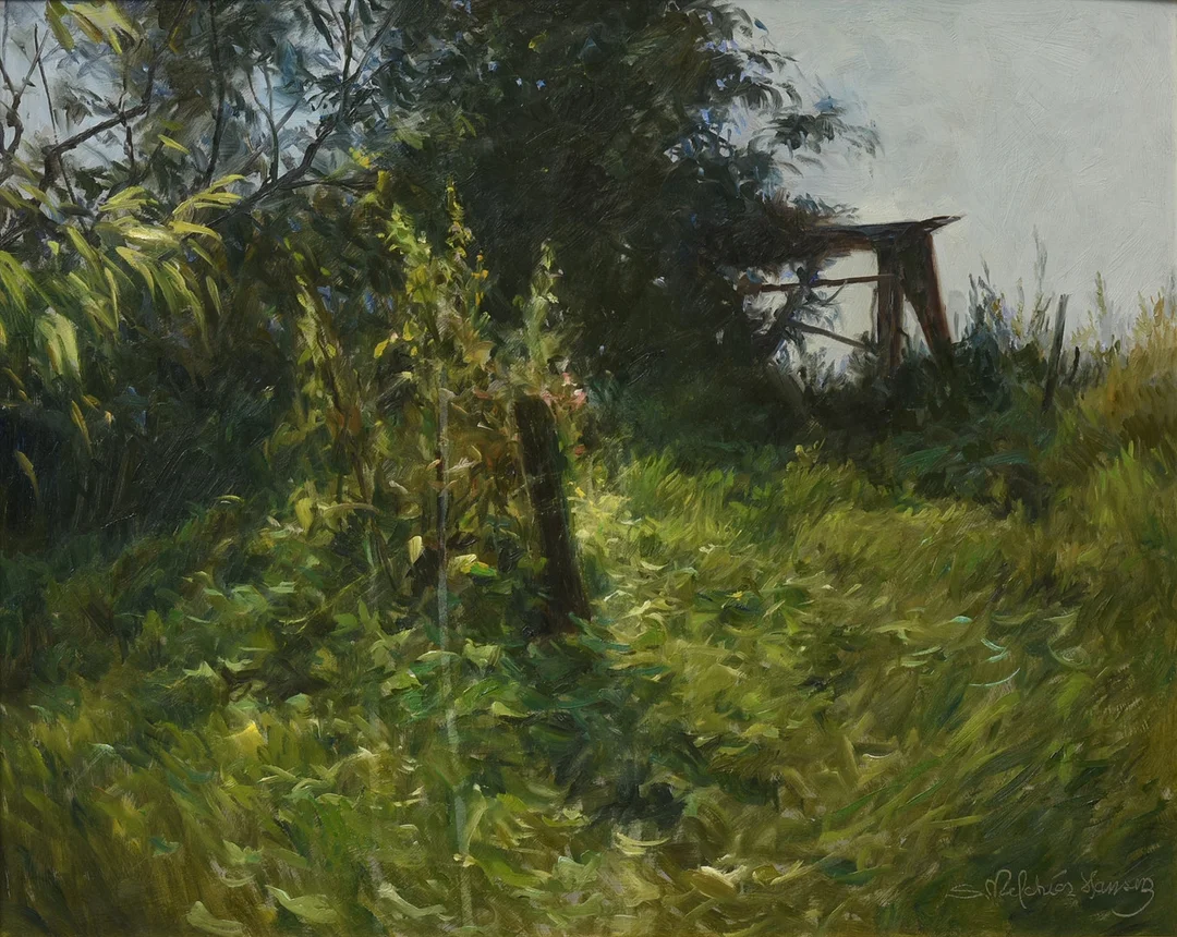 SOREN MELCHIOR HANSEN. (1908 - 1978) Olie på plade. Landskab, have motiv. Signeret. — Paintings — Sørensen Auktioner