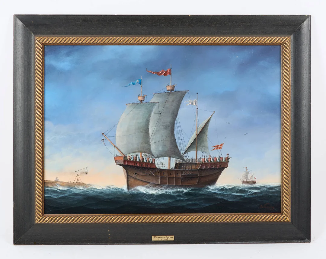 TH NORLING (1955). SKEPPSPORTRÄTT, "Hansa skeppet", signerad, olja på duk. — Paintings — Stockholms Auktionsverk Helsinki