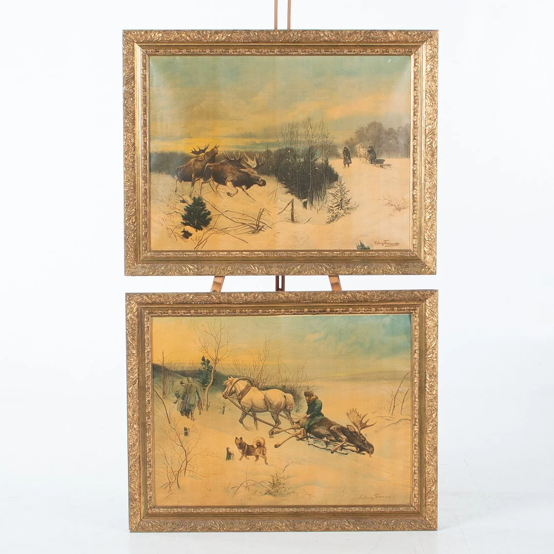 LUDWIG FROMMEL. EFTER. Oljetryck, 2 stycken. — Paintings — Laholms Auktionskammare