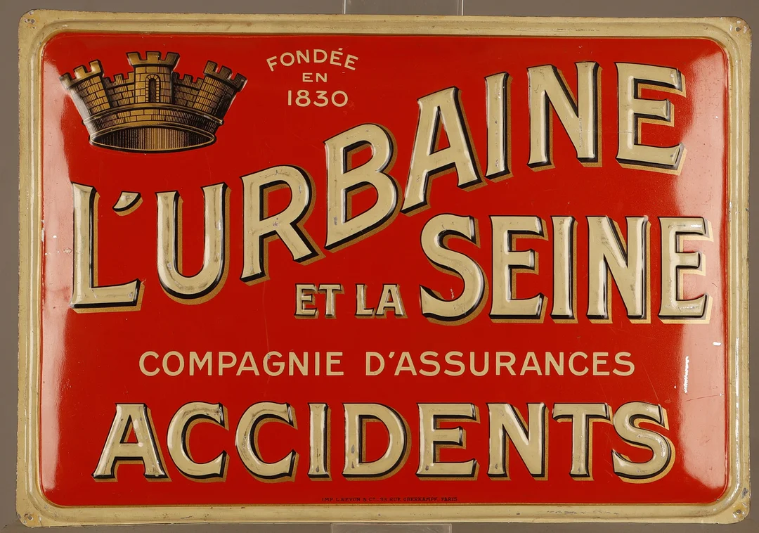 L'Urbaine et la Seine, placa publicitaria en hojalata estampada y pintada. — Other collectables — Barcelona Auctions