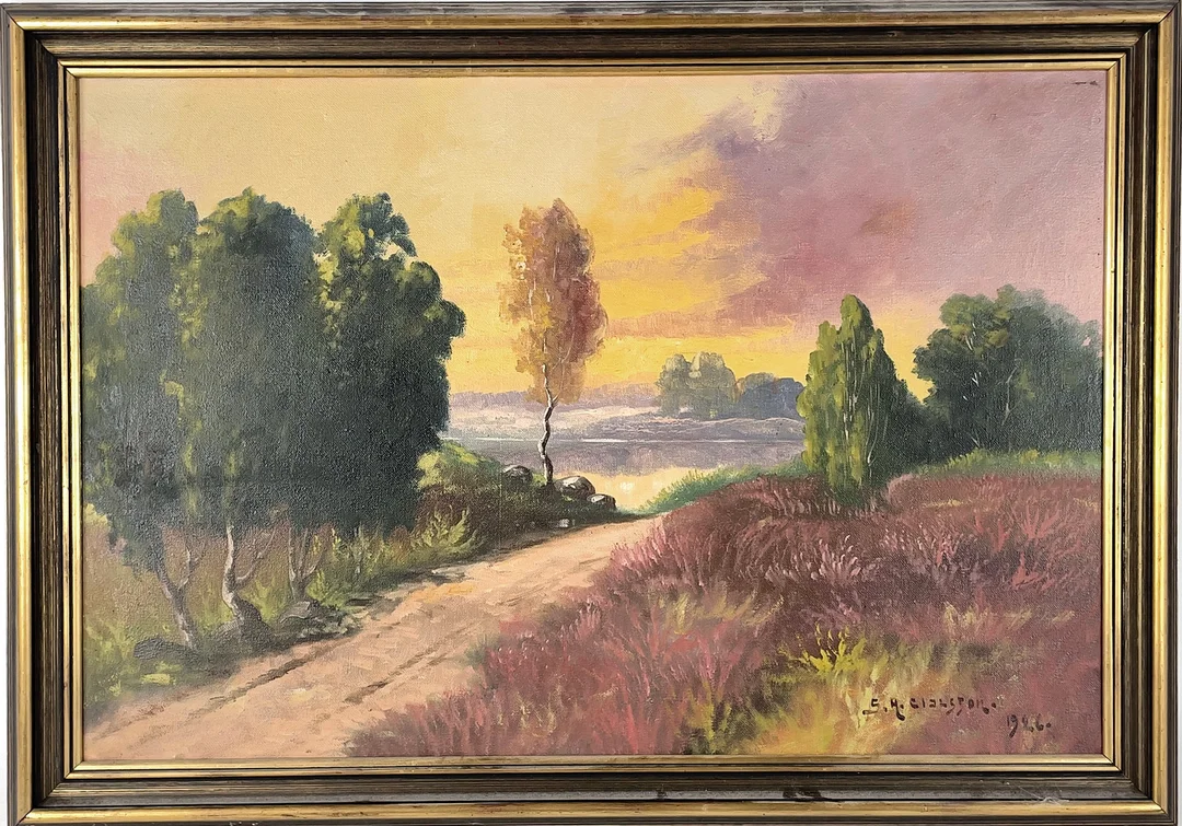 OIDENTIFIERAD KONSTNÄR. Landskapsmotiv, olja på duk, signerad & daterad S.H. Claesson -1926. — Paintings — Roslagens Auktionsverk
