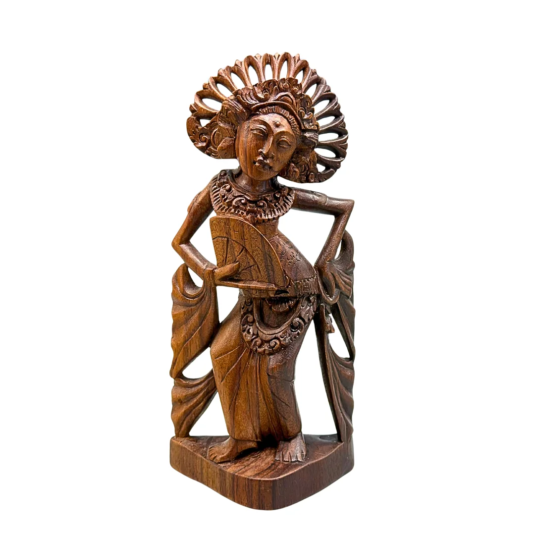 BALINESISCHE JANGER-TÄNZERIN AUS HOLZ GESCHNITZT. — Wood — Auktionshaus Stuber's Hammerschlag
