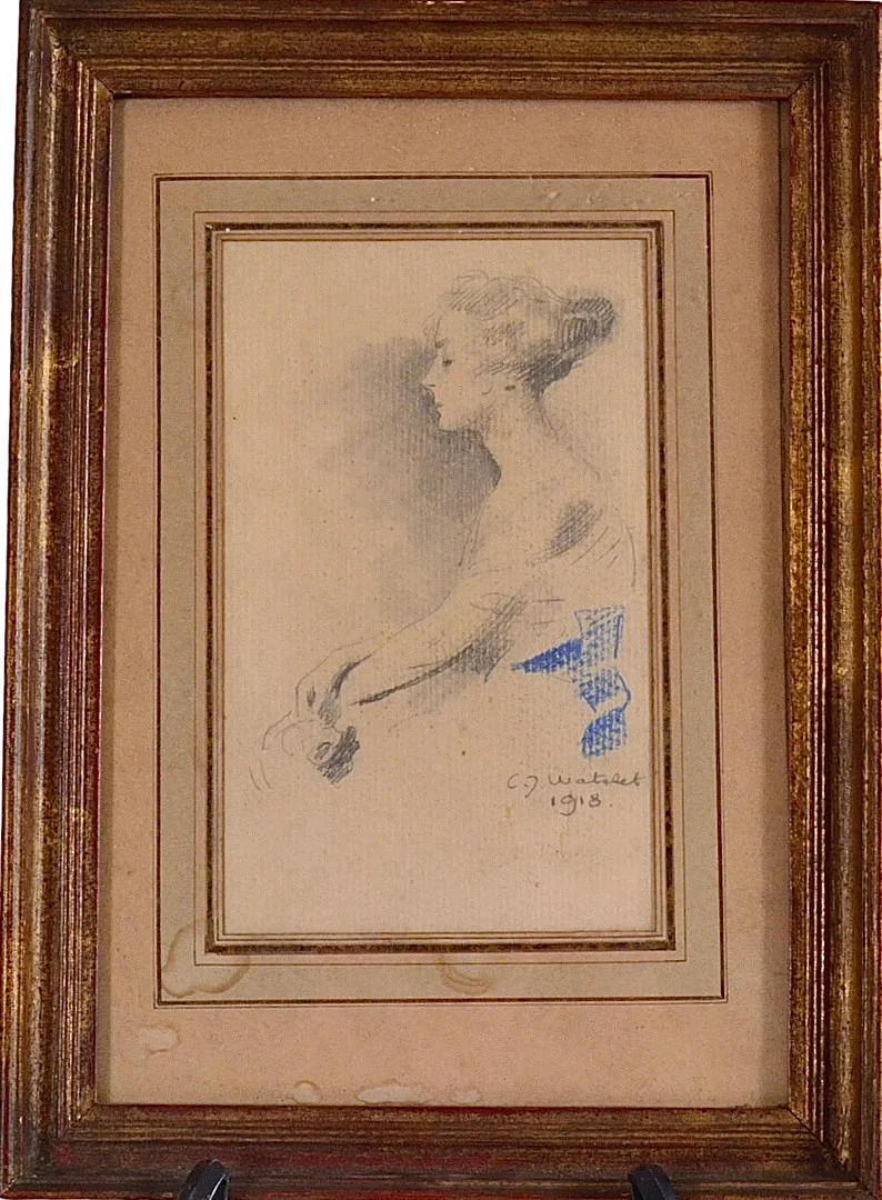 CHARLES JOSEPH WATELET. Pastell/blyerts, Sittande kvinna. — Drawings — Halmstads Auktionskammare