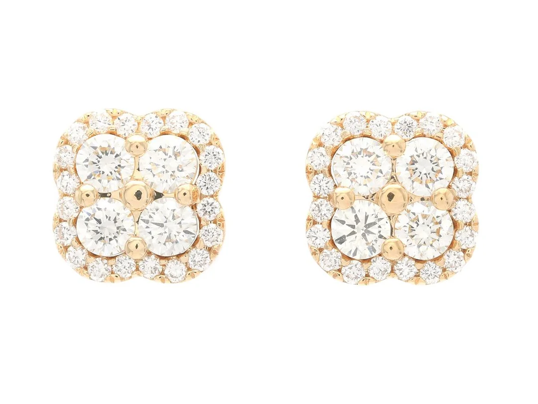 ÖRHÄNGEN, 18K guld, 48 briljantslipade diamanter ca 0,85 ctv, varav mittstenarna ca 0,64 ctv, ca TW-TCr/VVS-VS, stift, vikt 3,6 g. — Smycken/Örhängen — Kaplans