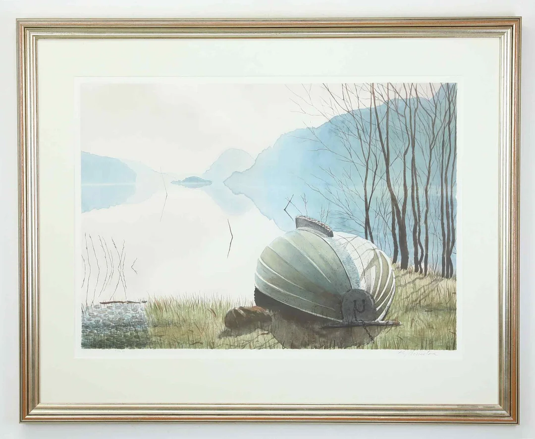 KAJ BERNSTONE. Färglitografi, "Eka vid sjö", signerad och numrerad 45/230. — Engravings & Prints — Hälsinglands Auktionsverk
