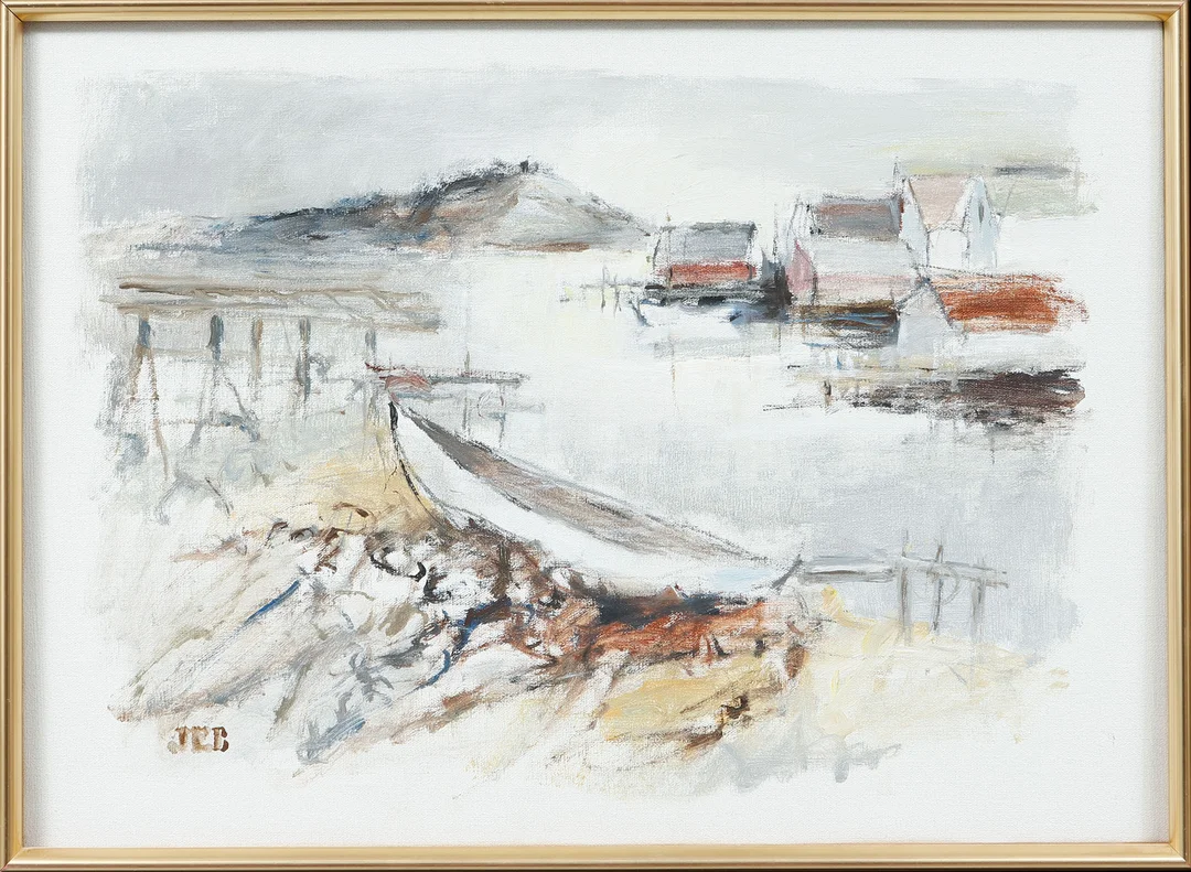 JOHN ERIK BÄCKERSTEN. "Kväll i Mollösund" olja på duk, signerad. — Paintings — Göteborgs Auktionsverk