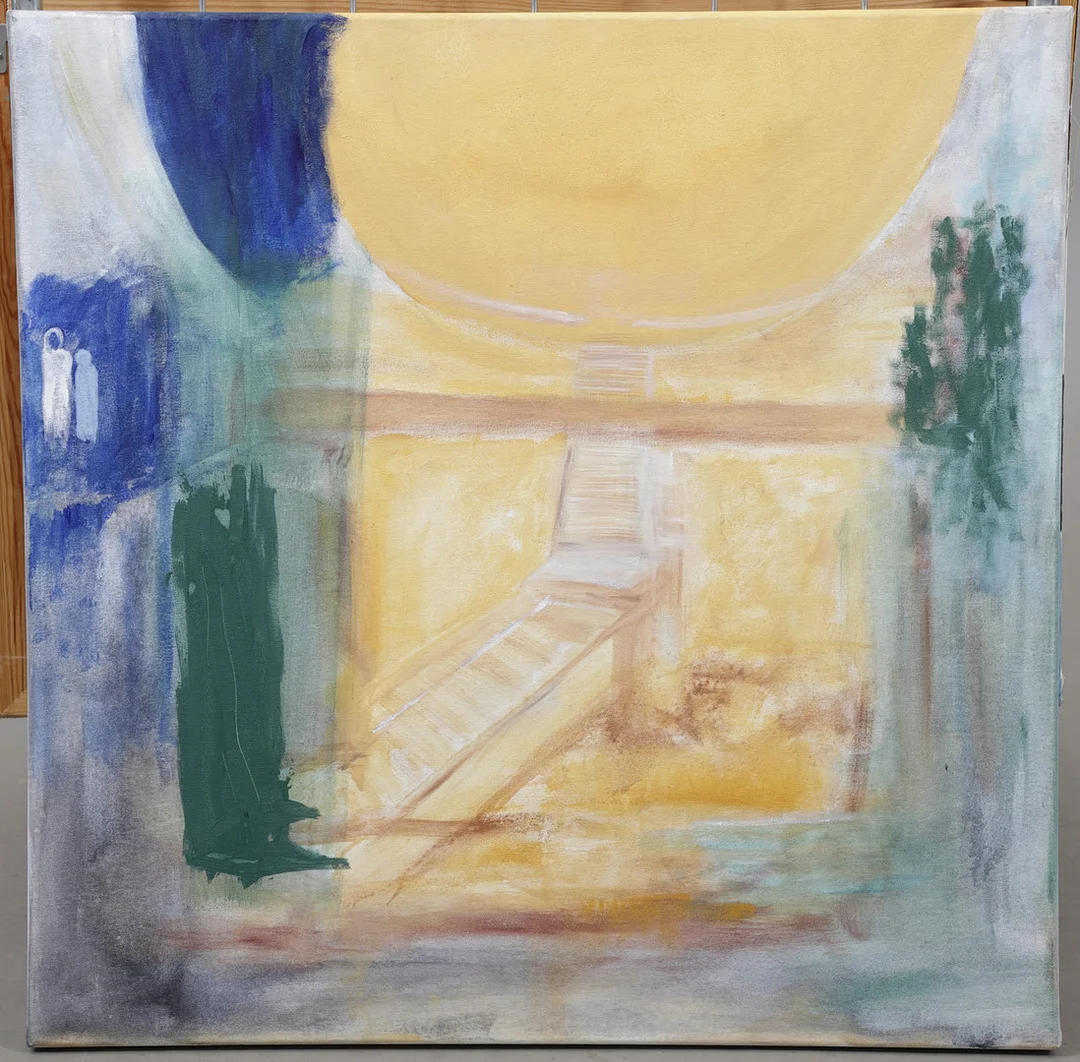 CHRISTIN OHLIN (1946-2025). Solnedgång vid brygga, olja på duk. — Paintings — Växjö Auktionskammare