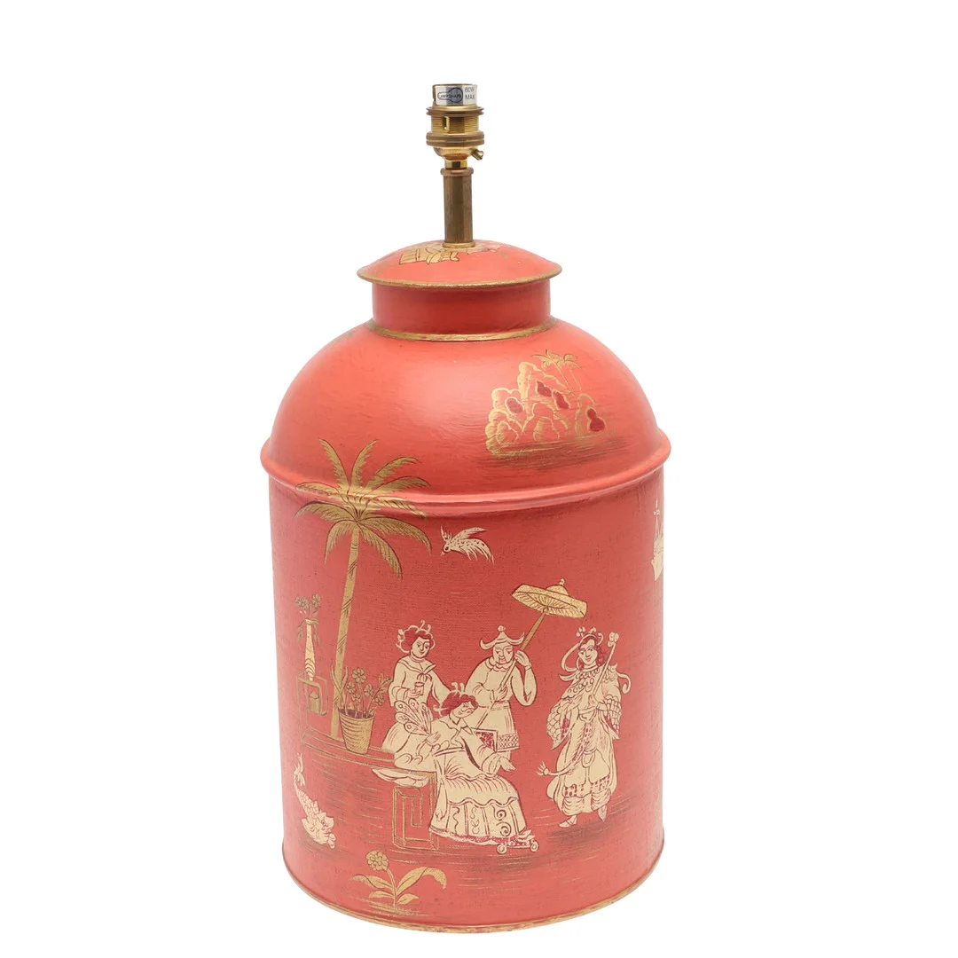 19TH CENTURY METAL TEA CADDY LAMP. — Table Lamps — Lawrences Auctioneers