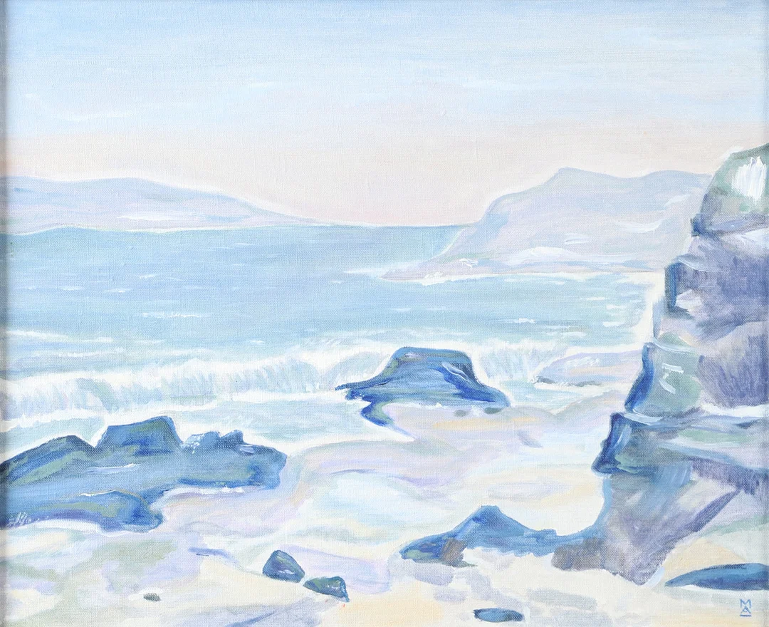 MARIANNE ADELBORG. Kustmotiv, olja på duk, monogramsignerad MA. — Paintings — Helsingborgs Auktionskammare