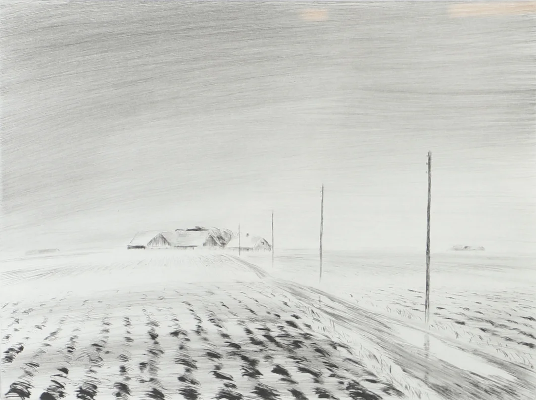OLLE AGNELL. "Hallandsvinter", etsning, signerad Agnell. — Engravings & Prints — Helsingborgs Auktionskammare