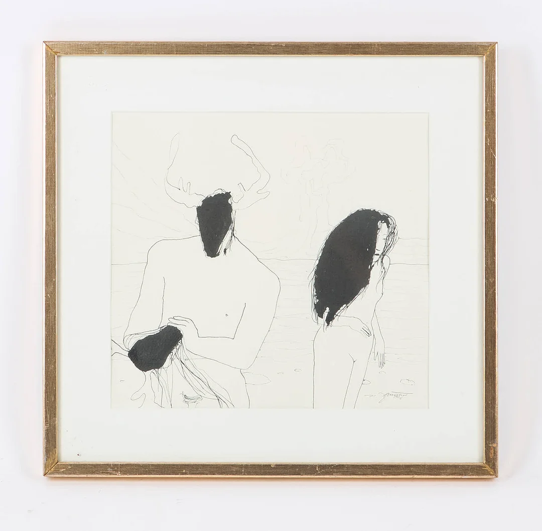 HELENA JUNTTILA (1963). Skogsväsen, signerad samt daterad 1996, blandteknik med penna och akvarell. — Paintings — Stockholms Auktionsverk Helsinki