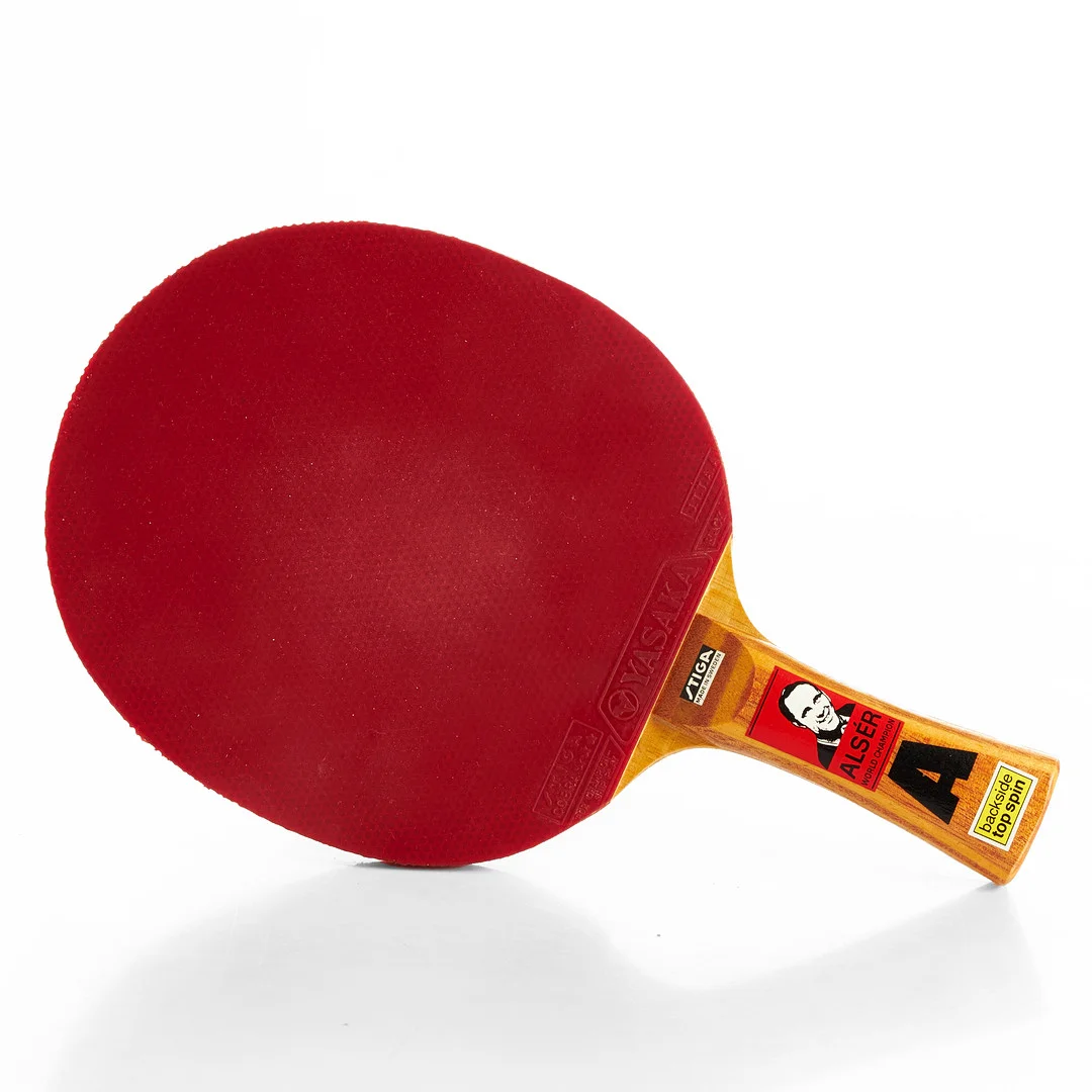 STIGA / YASAKA. Pingisracket "Champion Bat", trestjärnigt. Hans Alsér. I originalkartong. — Sports memorabilia — Crafoord Auktioner Stockholm