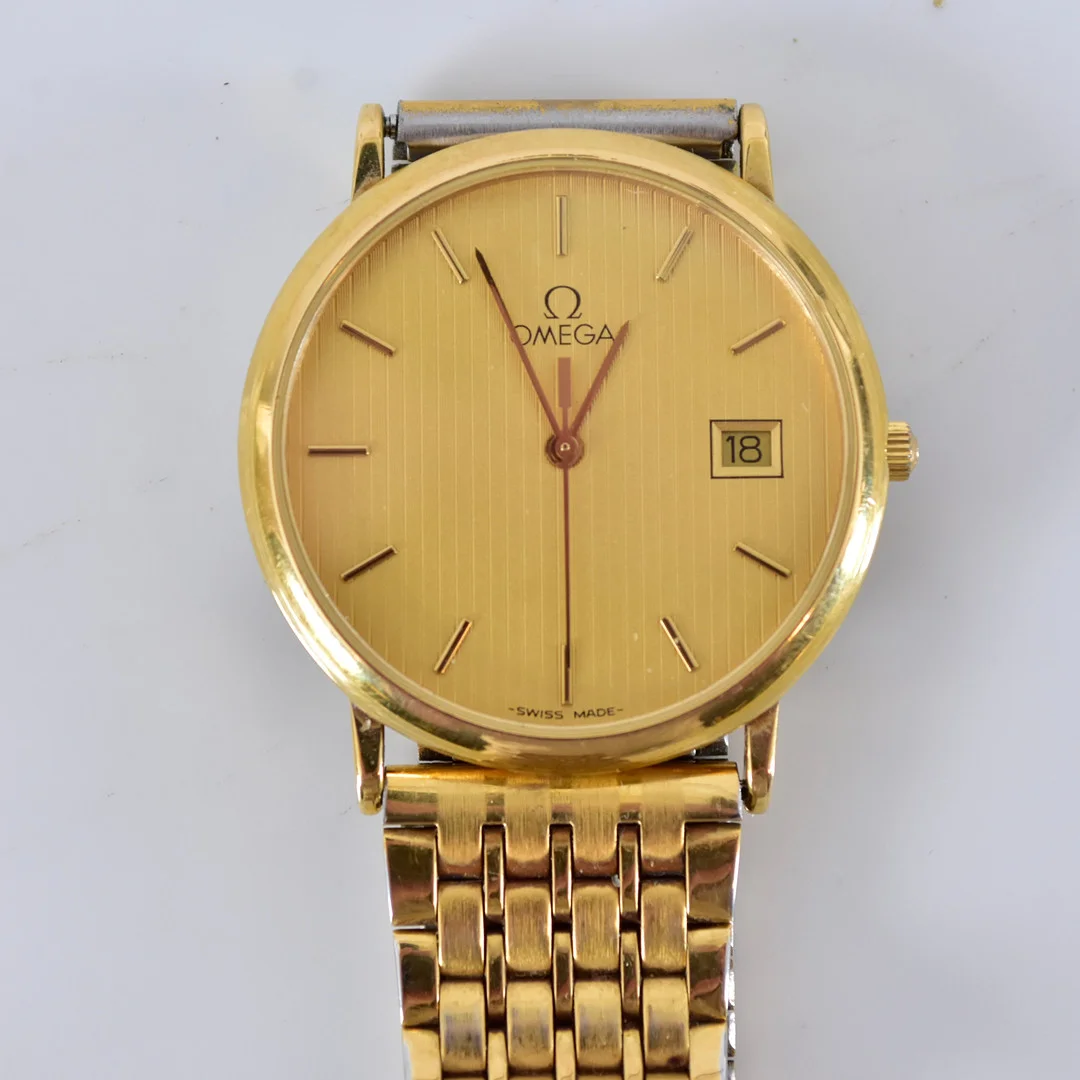 ARMBANDSUR med länk, förgyllt stål, Omega De Ville. — Wristwatches — Halmstads Auktionskammare