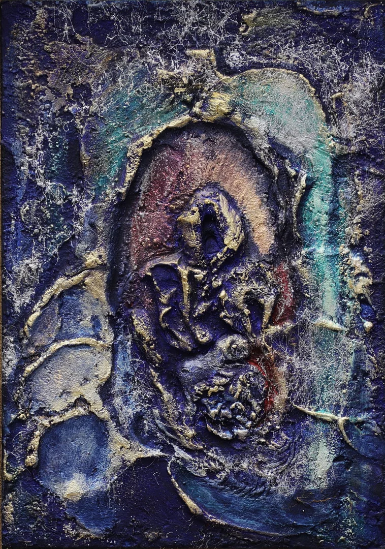 CHRISTIN OHLIN (1946-2025). Abstrakt komposition på pannå, signerad. — Paintings — Växjö Auktionskammare
