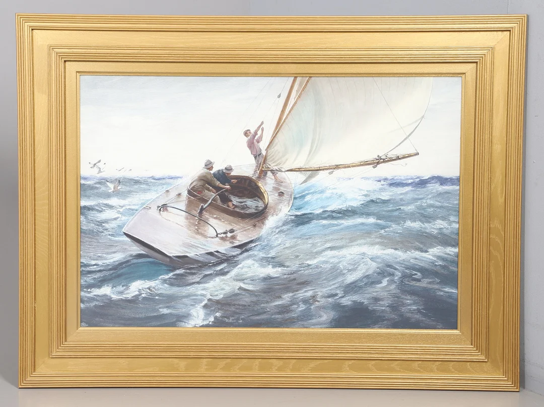 AFTER CHARLES NAPIER HEMY RA RWS (1841-1917). SLOOP UNDER SAIL, MID-20TH CENTURY LITHOGRAPHIC PRINT. — Engravings & Prints — Lawrences Auctioneers