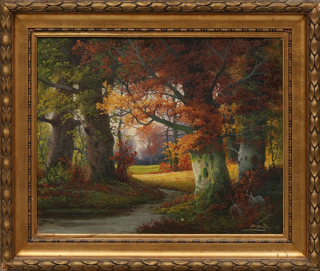 OIDENTIFIERAD KONSTNÄR. Skogsinteriör. Bär signatur Bo Marlin. — Paintings — Crafoord Auktioner Malmö