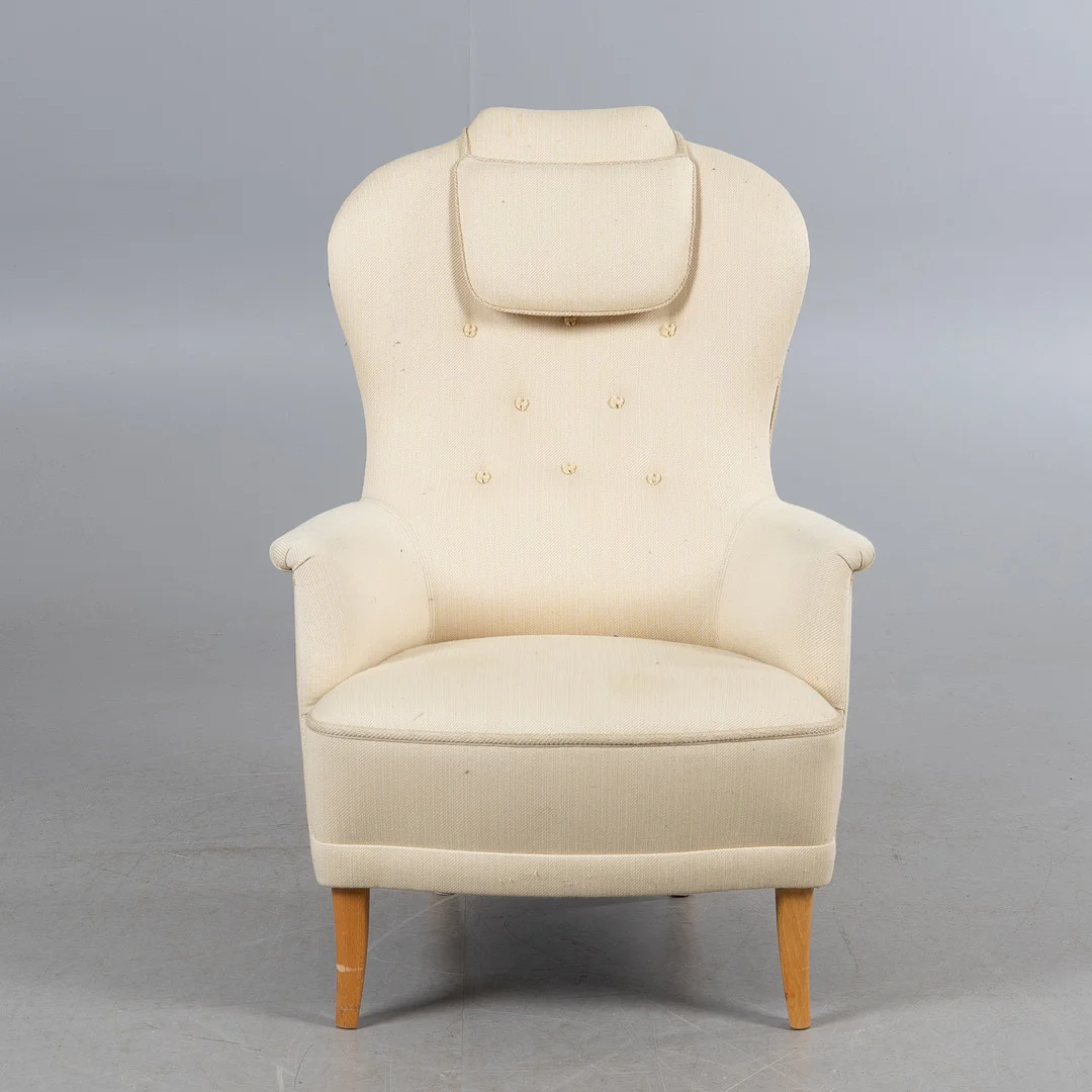 CARL MALMSTEN. Fåtölj, "Farmor", AB O.H Sjögren, 1900-talets andra hälft. — Armchairs & Chairs — Stockholms Auktionsverk Helsingborg
