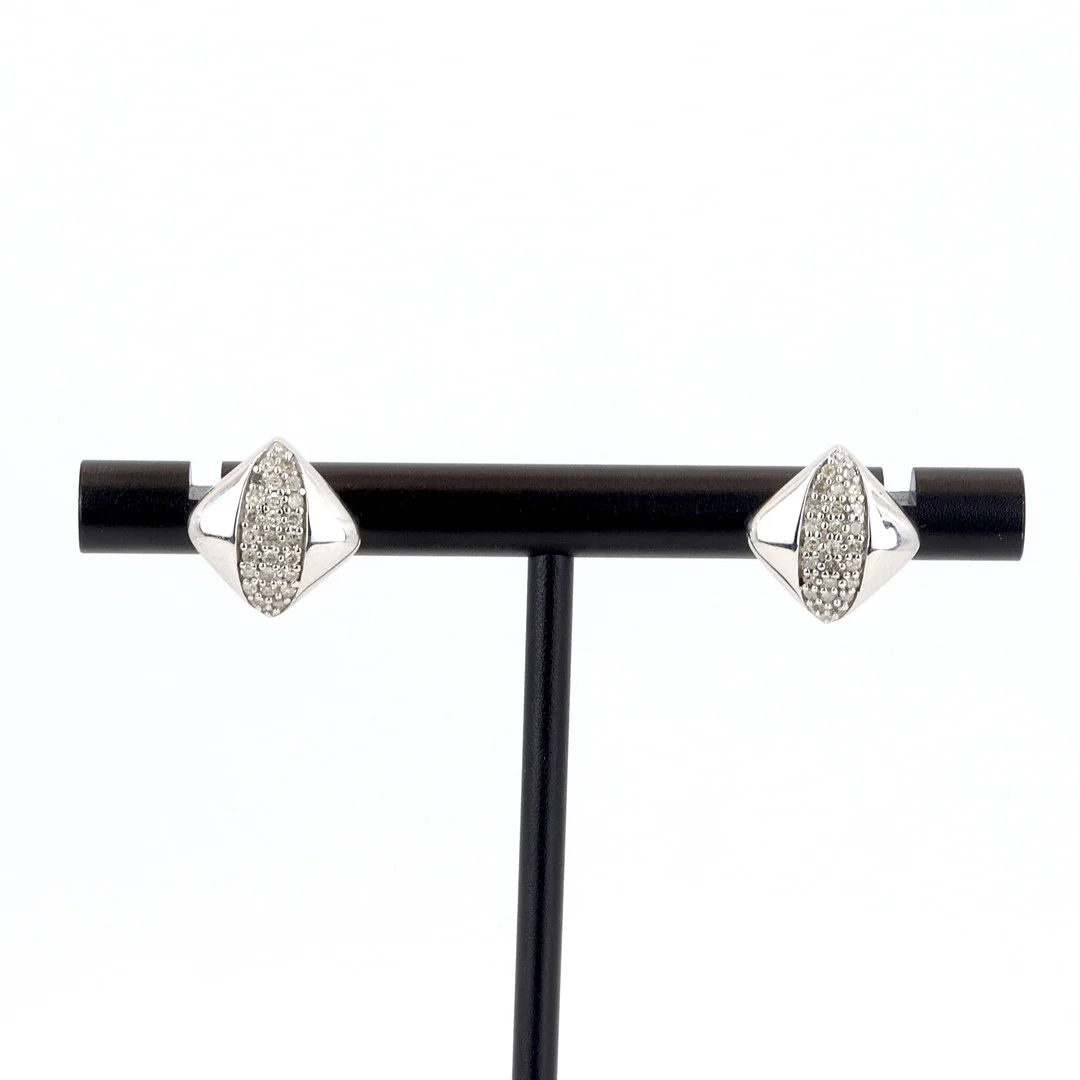 DIAMOND SILVER EARRINGS. — Earrings — Chalkwell Auctions