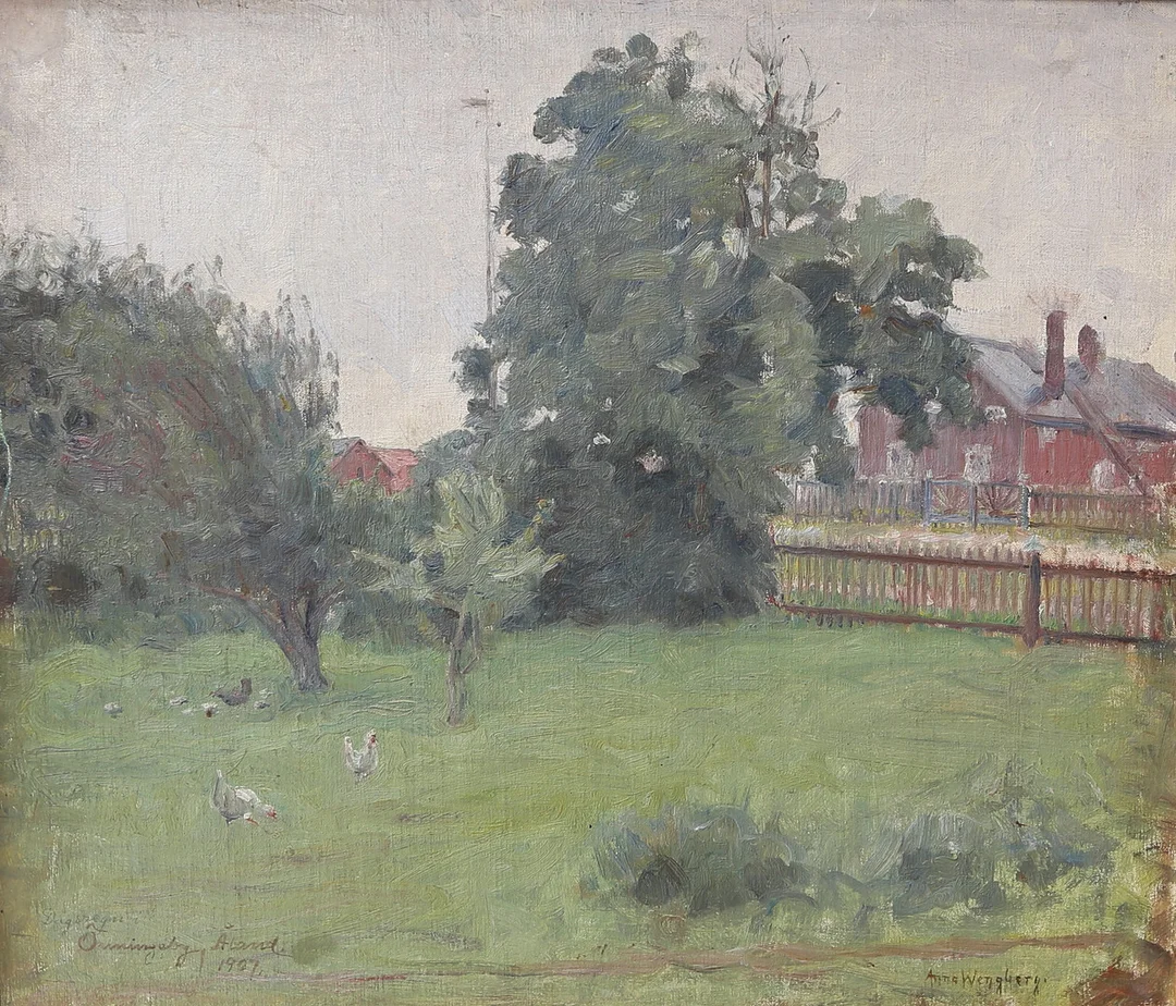 ANNA WENGBERG. olja på duk, Önninge by, Åland, signerad och daterad 1907. — Paintings — Gomér & Andersson Linköping
