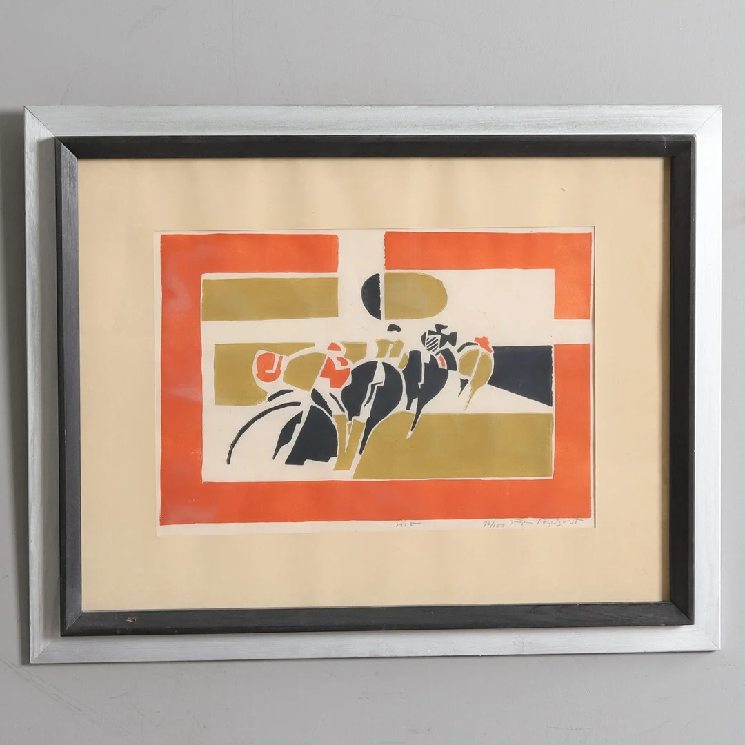JÖRGEN FOGELQVIST, färglitografi, signerad, daterad 1955, 96/100. — Engravings & Prints — Örebro Stadsauktioner