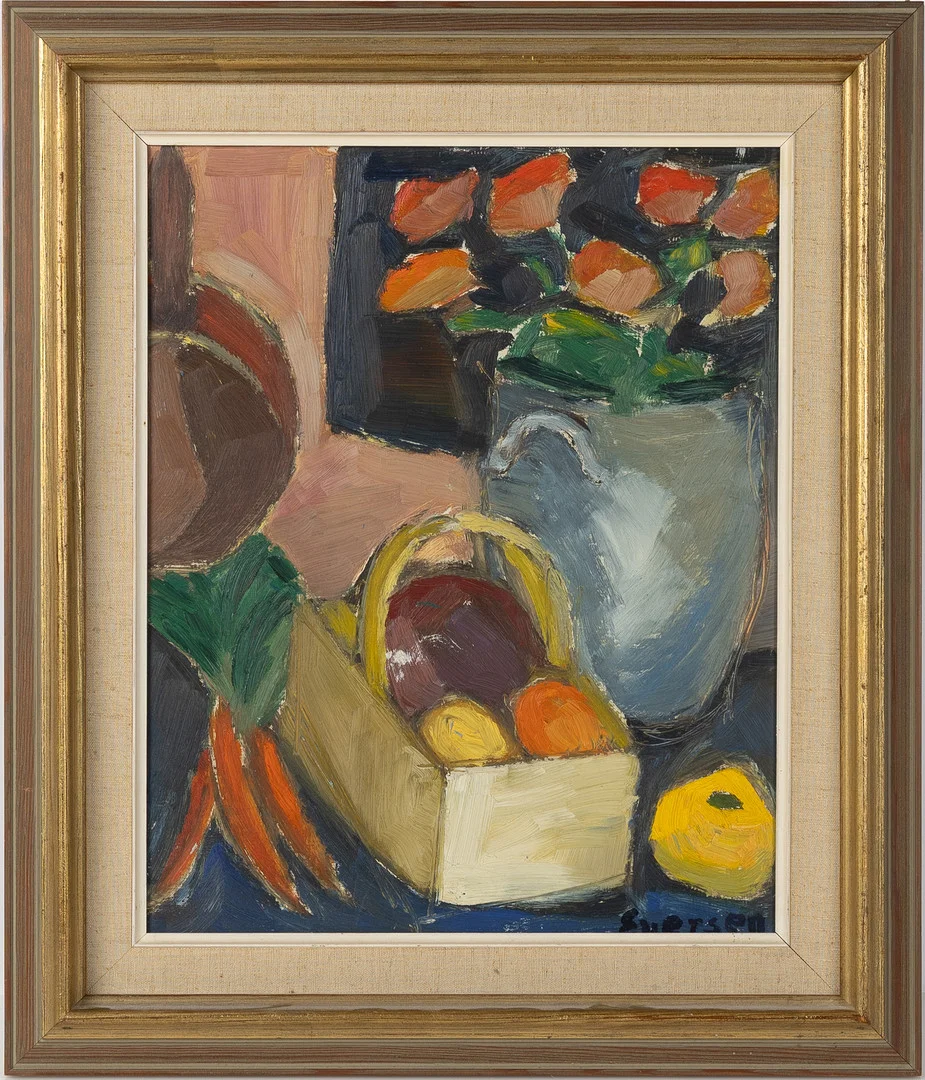 OIDENTIFIERAD KONSTNÄR. Stilleben, olja på masonit. — Paintings — Stockholms Auktionsverk Helsingborg