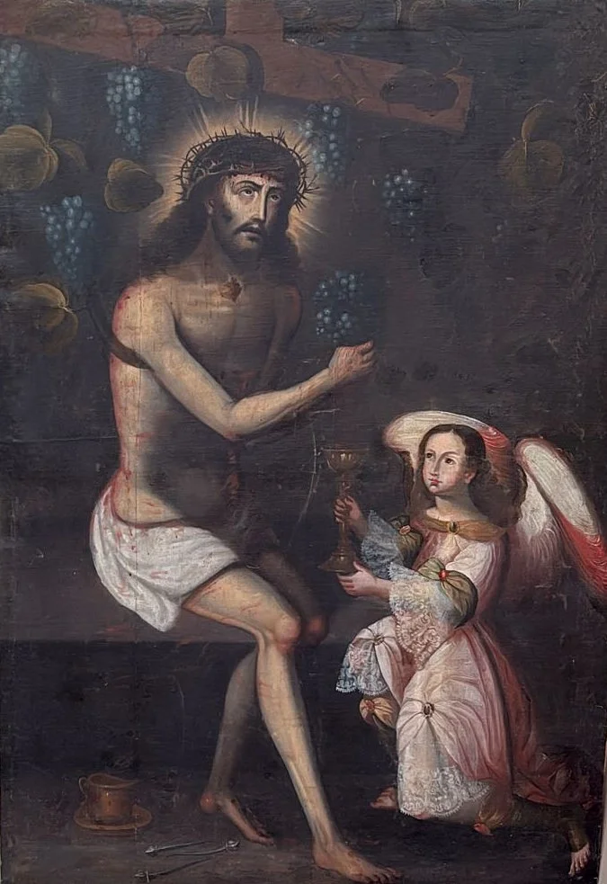 PROBABLY CUZCO SCHOOL. 18TH CENTURY. Christ of Sorrows with an angel. — Paintings — Balclis