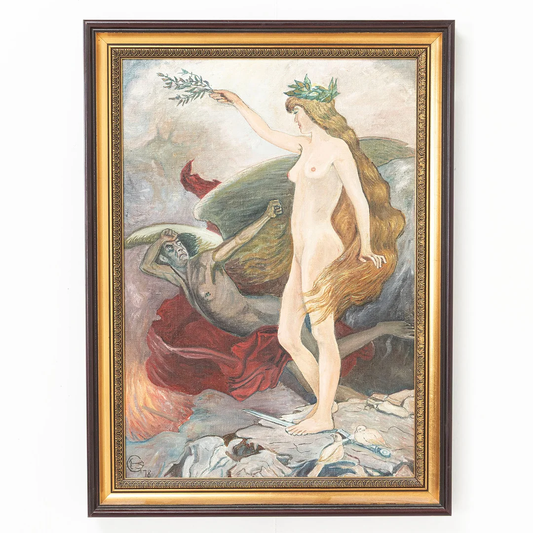 OIDENTIFIERAD KONSTNÄR, monogramsignerad, olja på pannå. — Paintings — Handelslagret Auktionsservice