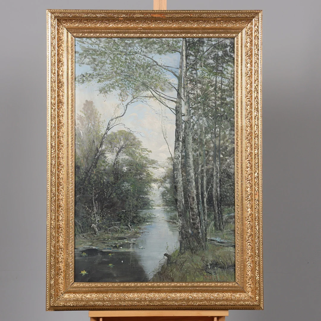 OIDENTIFIERAD KONSTNÄR. OLJA PÅ DUK, Signerad Hoelstad. — Paintings — Borås Auktionshall