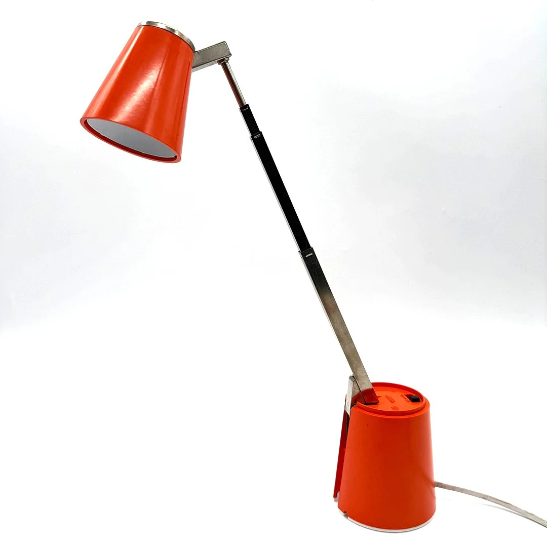 LAMPETTE SPACE AGE TELESKOP TISCHLAMPE ORANGE DEUTSCHLAND 1960ER / 1970ER. — Table Lamps — Kunst- und Auktionshaus Kleinhenz