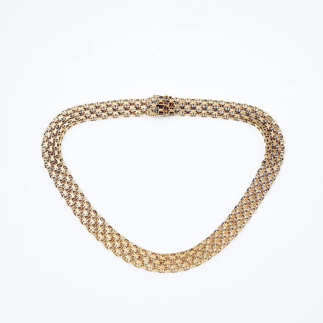 COLLIER, 18 k guld, x-länk med stav, Nils-Olofs Guldsmedja N G Bergqvist, Stockholm, 1961. — Necklace — Stockholms Auktionsverk Sickla