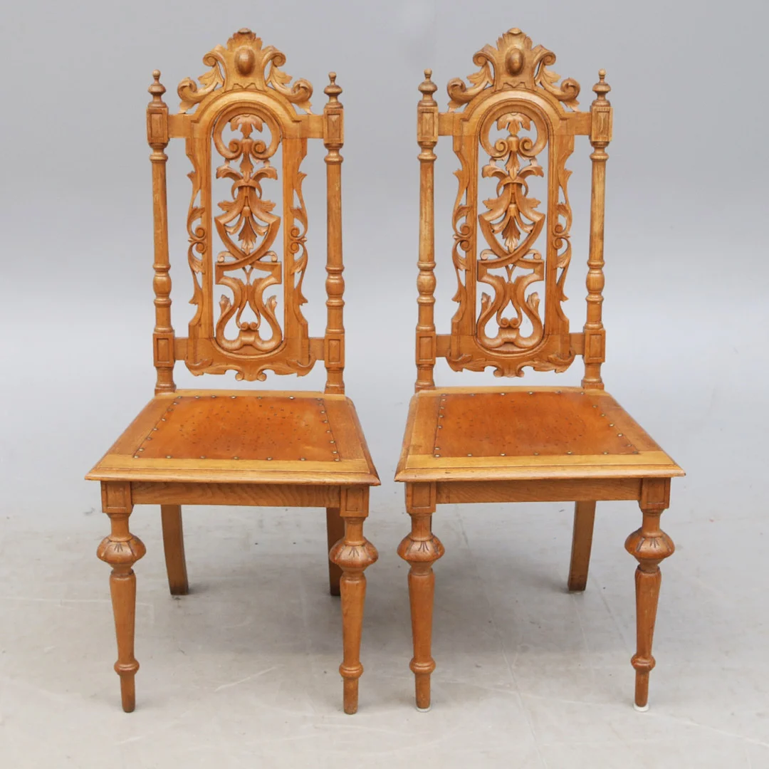 STOLAR 2 st, nyrenässans, sent 1800-tal. — Armchairs & Chairs — Kalmar Auktionsverk