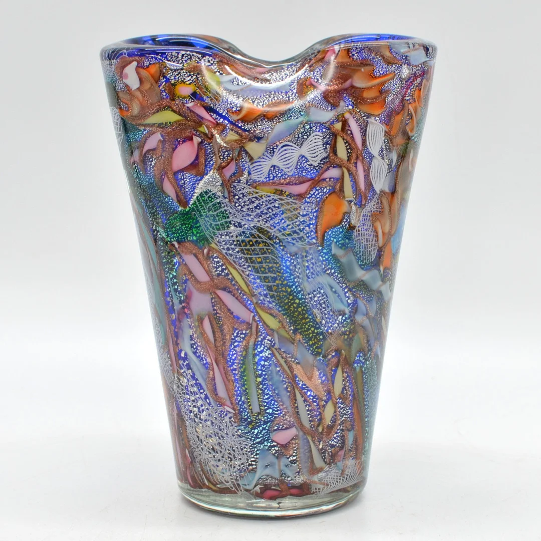 DINO MARTENS. MURANO DESIGNERVASE, "BIZANTINO", STUDIOGLAS, MISCHTECHNIK, ITALIEN, UM 1955. — Art glass — Kunst- und Auktionshaus Kleinhenz